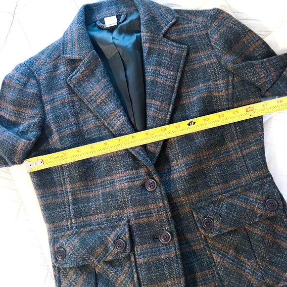 Garnet Hill 100% Wool Blend Plaid Blazer Jacket School boy Academia Size 4 - Picture 8 of 11